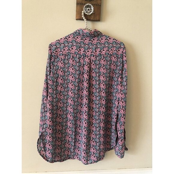 Banana Republic Womens Size S Pink Green Floral Blouse Long Sleeve - Picture 4 of 5
